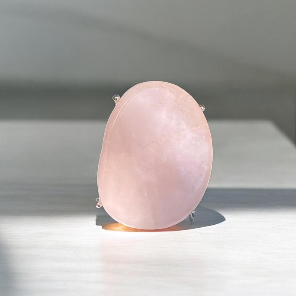 Large Pink Natural Stone Ring Size 6